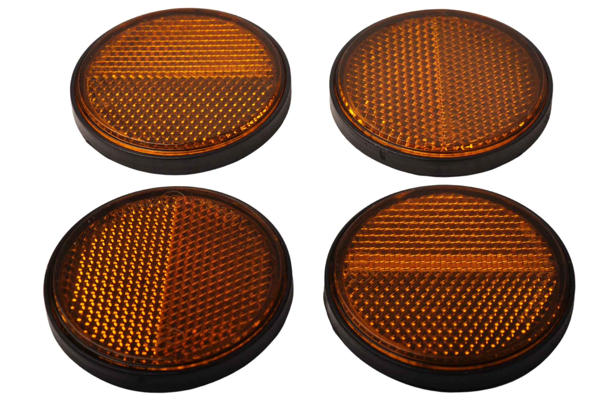 Orange/gelber Reflektor 58 mm selbstklebend rund - 4 Stück