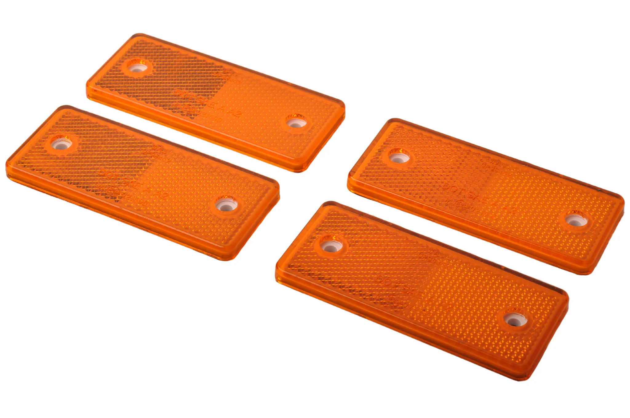 Orange/gelber Reflektor 96x42 mm - selbstklebend & anschraubbar -  4 Stück