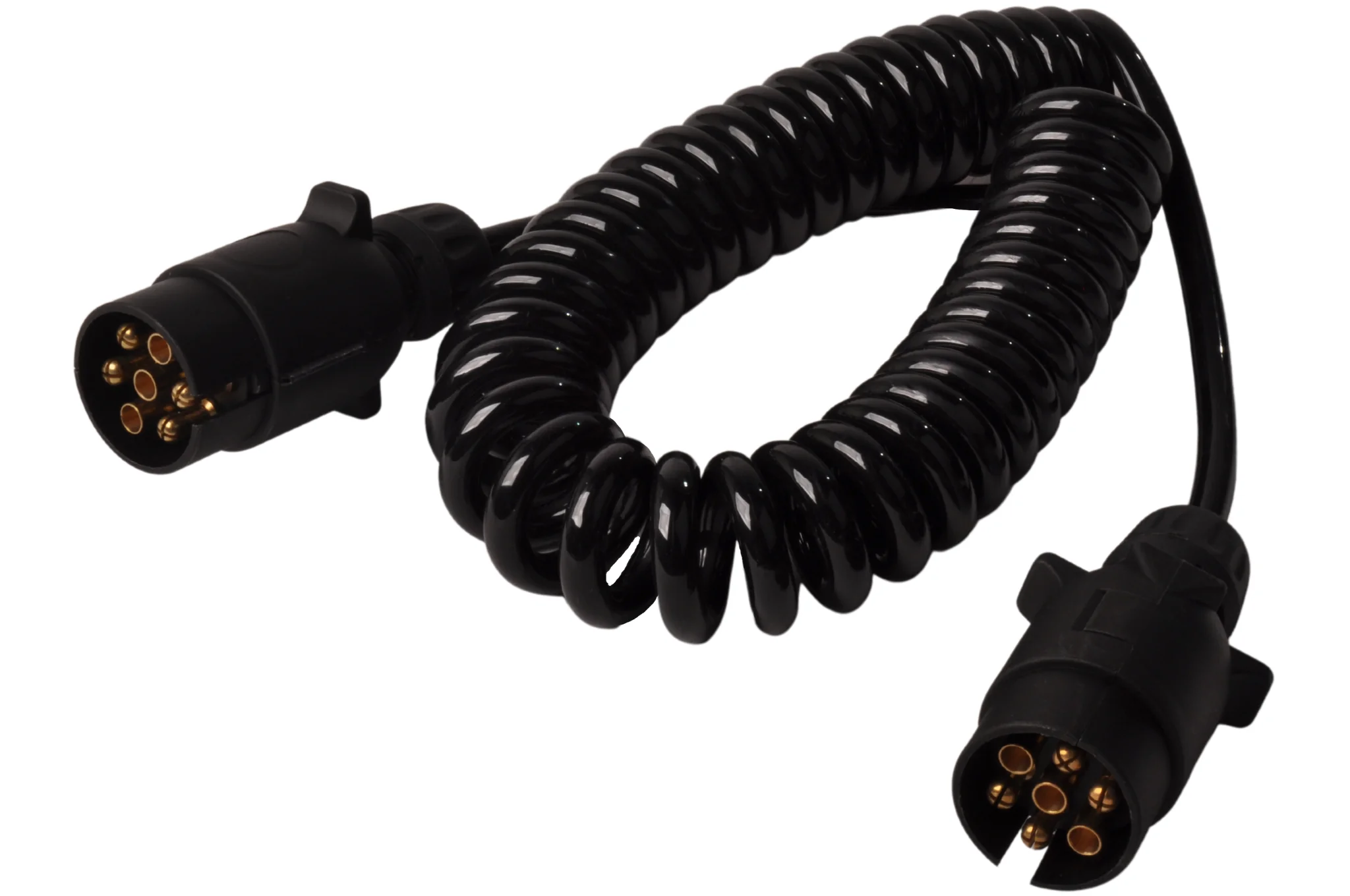 Premium-Spiralkabel 7-adrig und 2x 7-poligen Steckern - 90 bis 250 cm