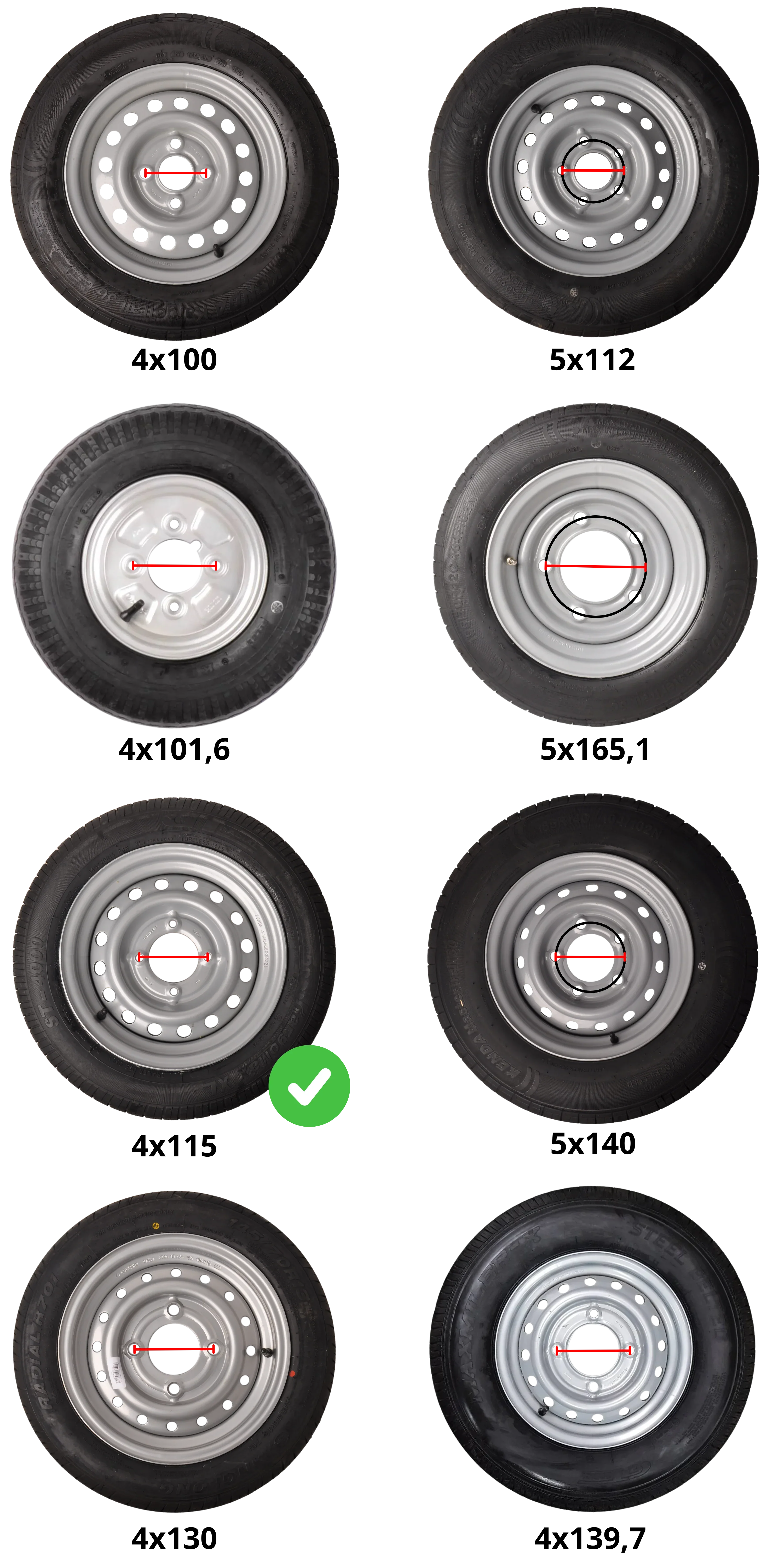 Komplettrad Anhänger - 3.50-8 - Lochkreis: 4x115 - Tragfähigkeit: 170 kg - Nabendurchmesser: 85 mm - 4PR - Image 4