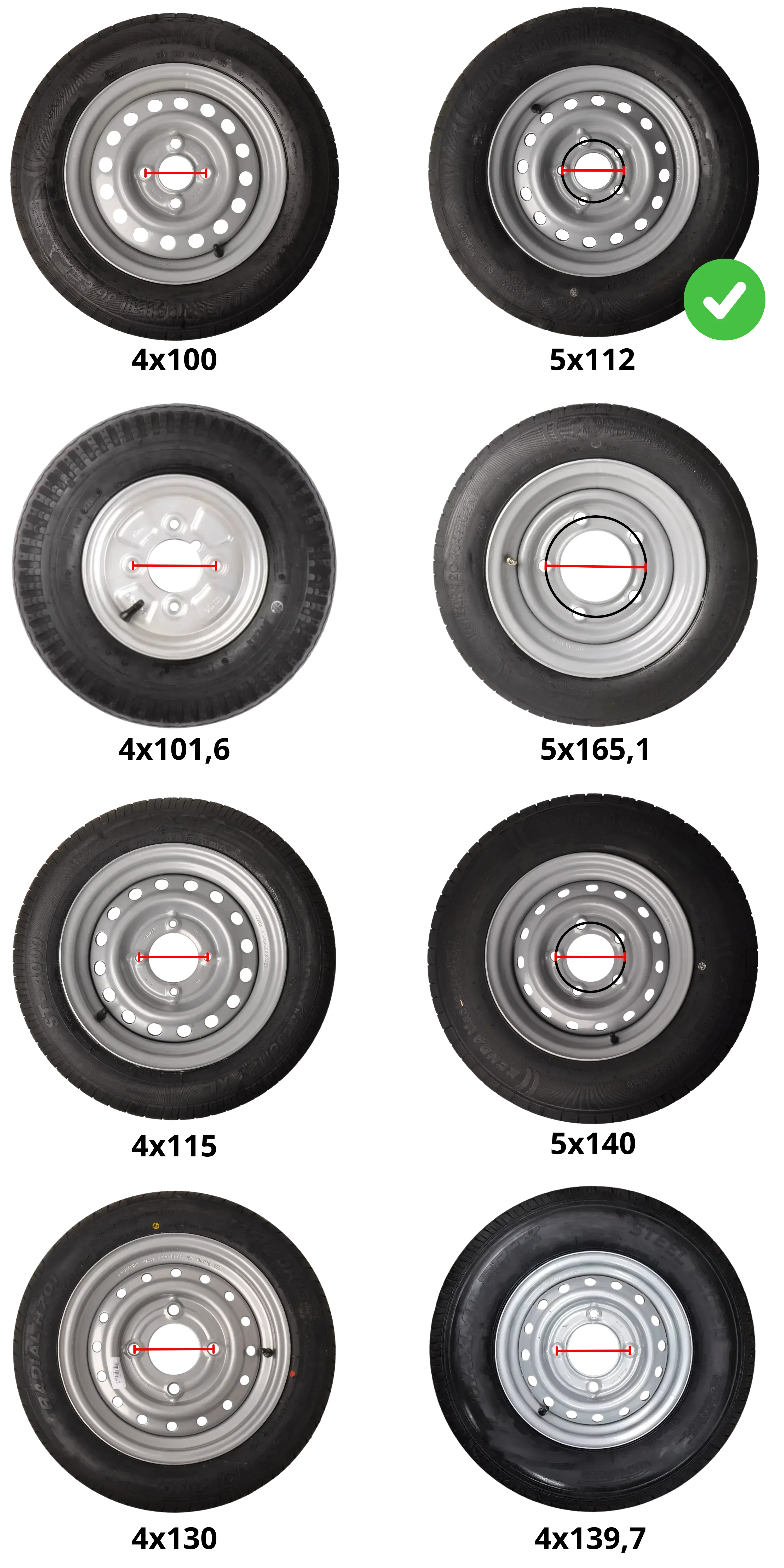 Komplettrad Anhänger - 195/50R13C - Lochkreis: 5x112 - Tragfähigkeit: 900 kg - Nabendurchmesser: 67 mm - Image 6