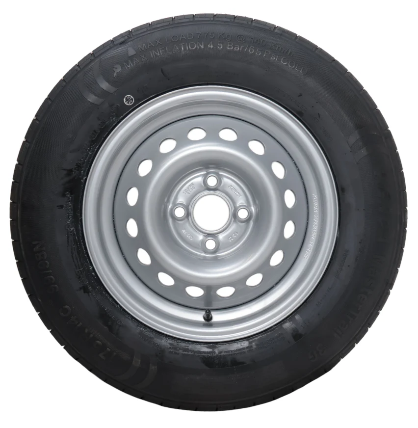 Komplettrad Anhänger - 175/80R14 - Lochkreis: 4x100 - Tragfähigkeit: 775 kg - Nabendurchmesser: 57 mm