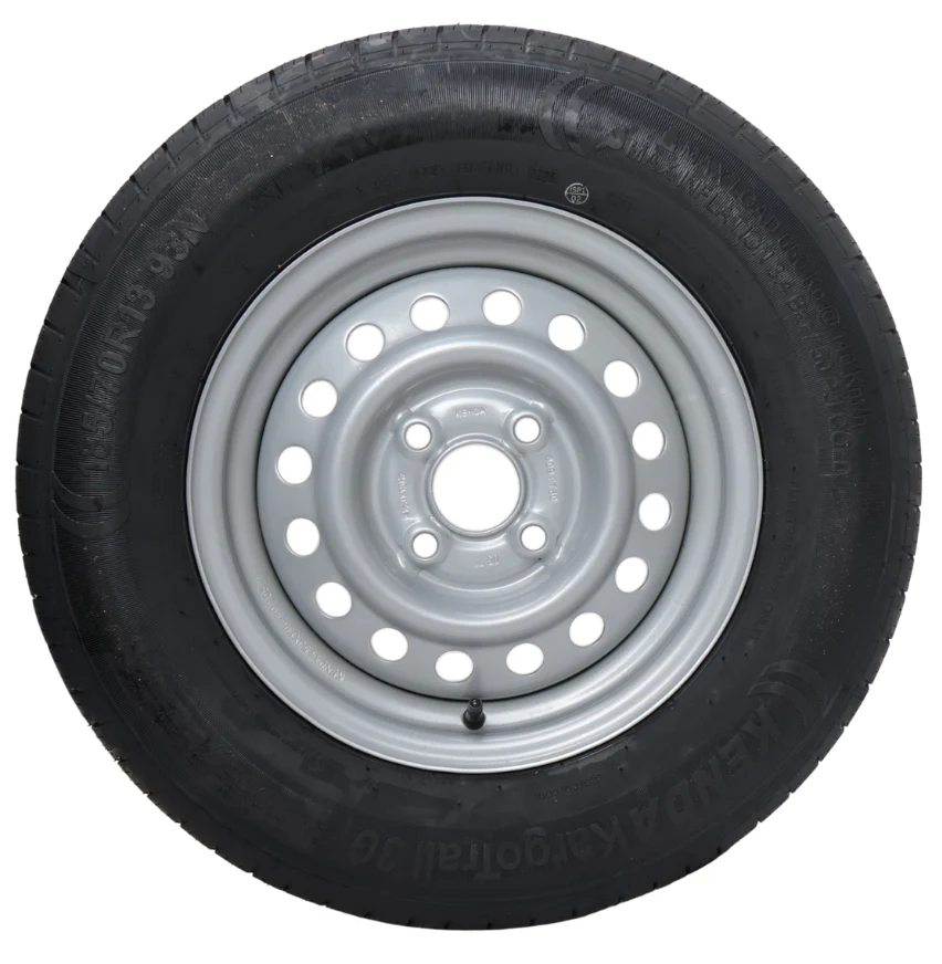 Komplettrad Anhänger - 185/70R13 - Lochkreis: 4x100 - Tragfähigkeit: 600 kg - Nabendurchmesser: 57 mm