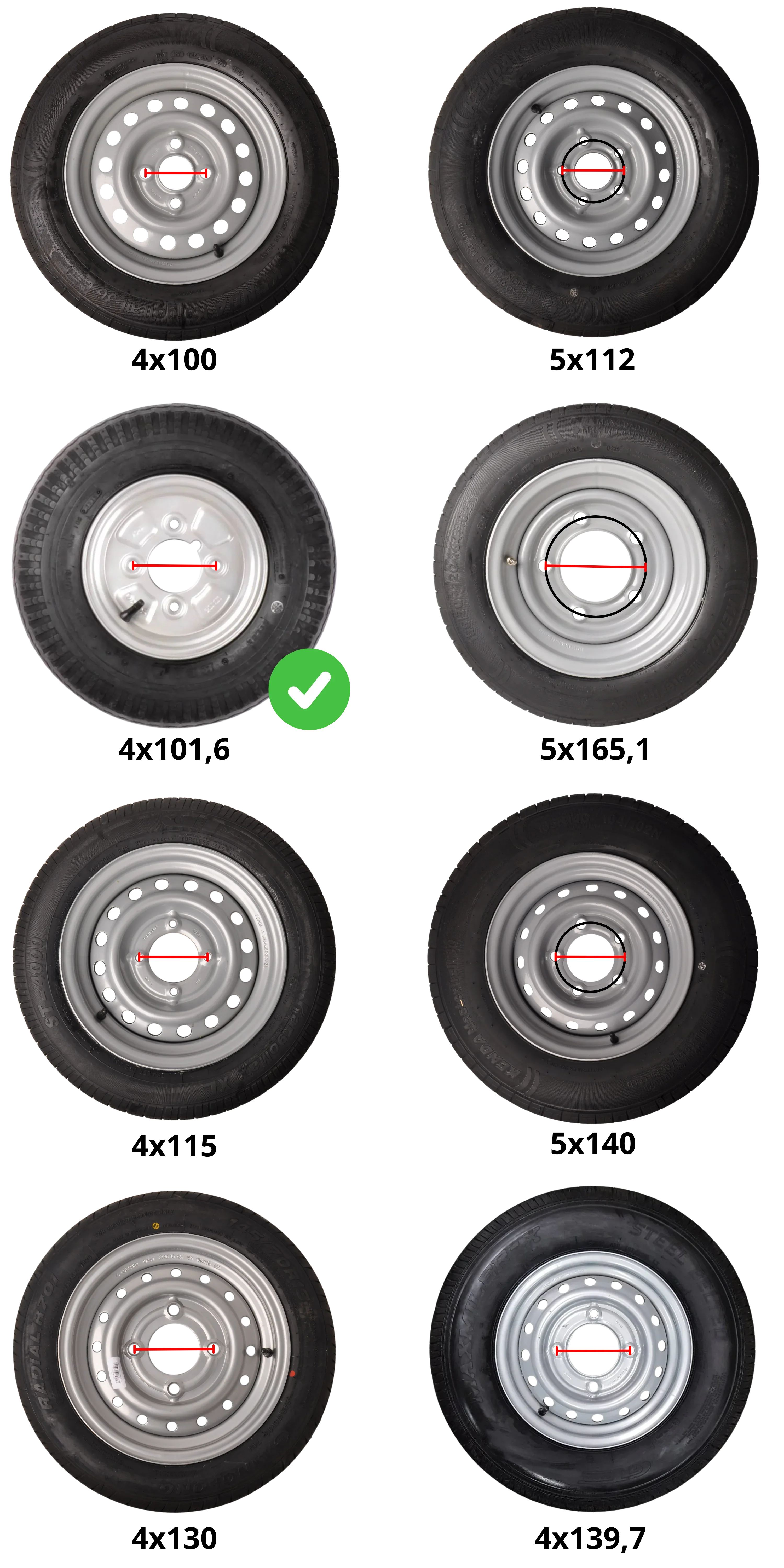 Komplettrad Anhänger - 4.00-8 - Schmiernippelaussparung - Lochkreis: 4x101,6 -Tragfähigkeit: 265 kg - Nabendurchmesser: 67 mm - 4PR - Image 6