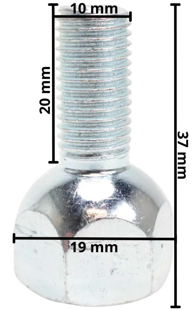 Radbolzen - konisch/kugelförmig - M10x1,25 - geeignet für 8 Zoll Felgen mit Schmiernippelaussparung - Image 4