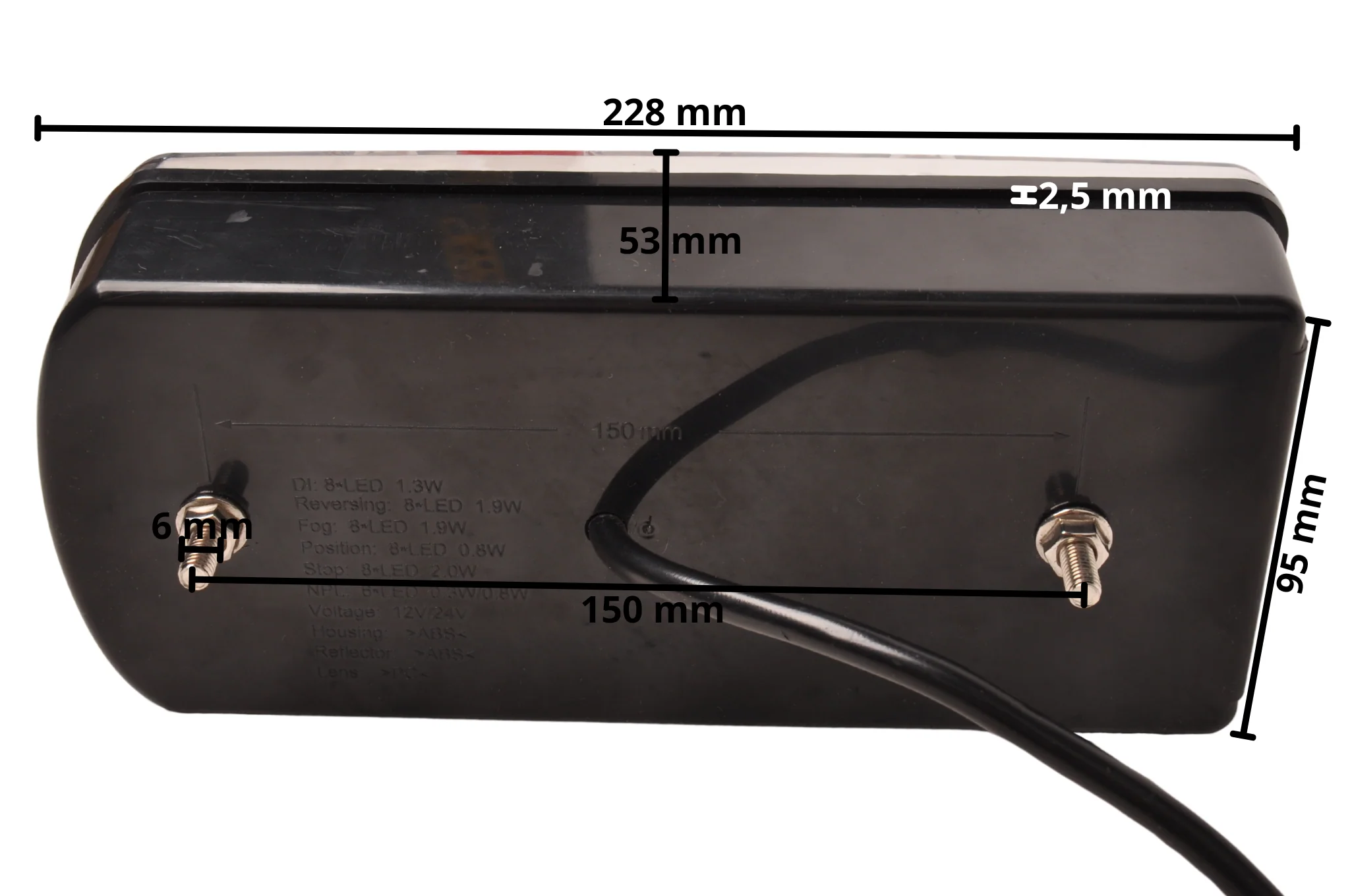 Anhänger Rückleuchte - Cantonal LED - rechts - 228x100x53 mm - 5-poliger Bajonettanschluss - Image 10