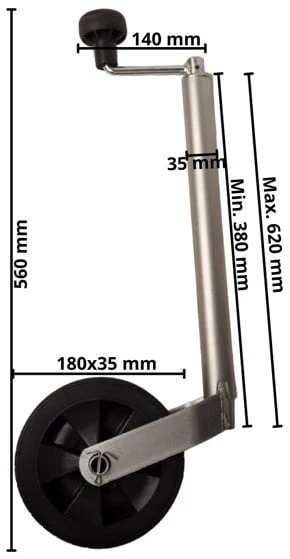 Stützrad - rund 35 mm - Tragfähigkeit: 100 kg - Kunststofffelge - leicht - Image 5