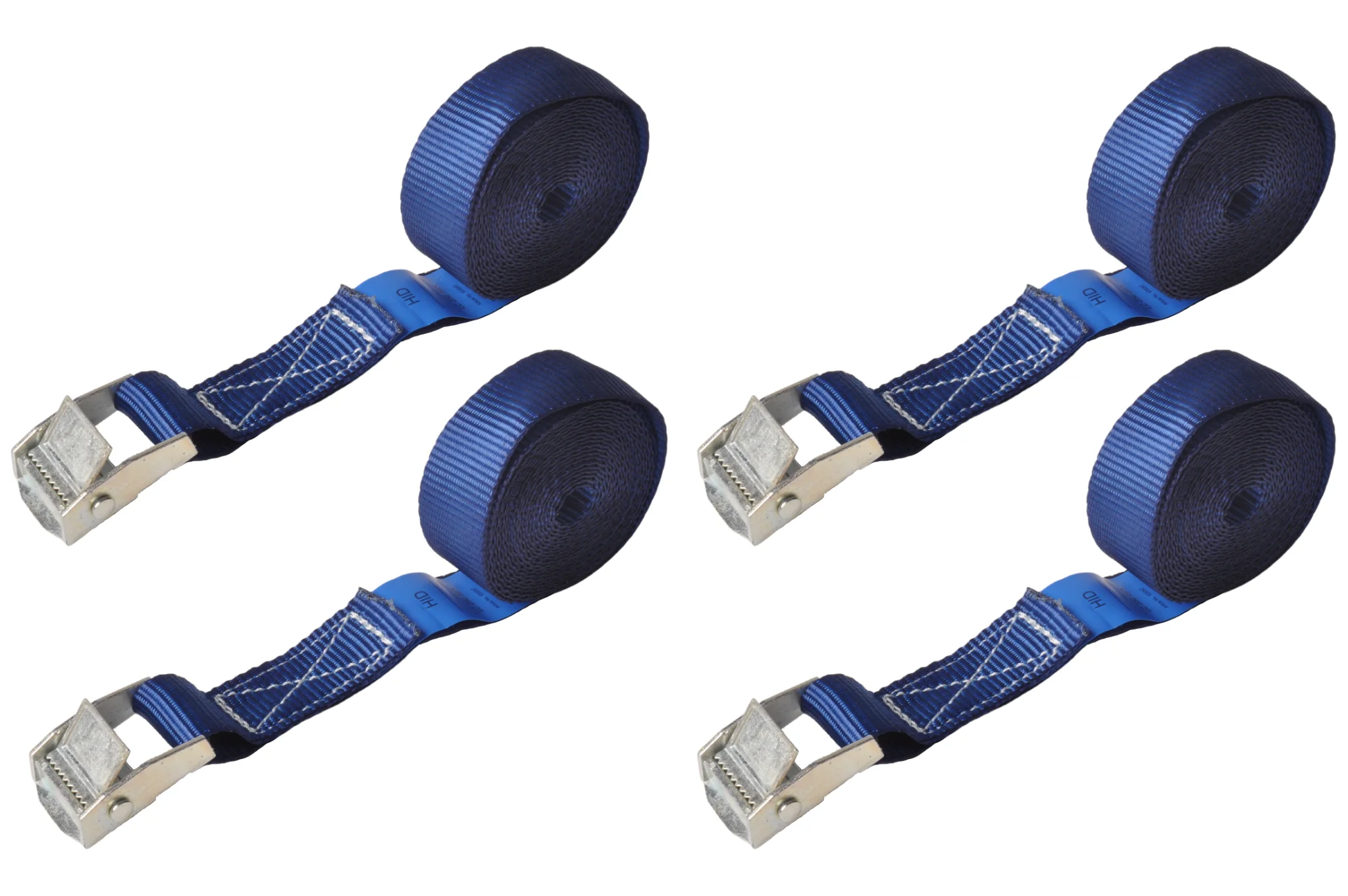 4 Stück Spanngurte - 300x2,5 cm - blau - Bruchlast 250 kg