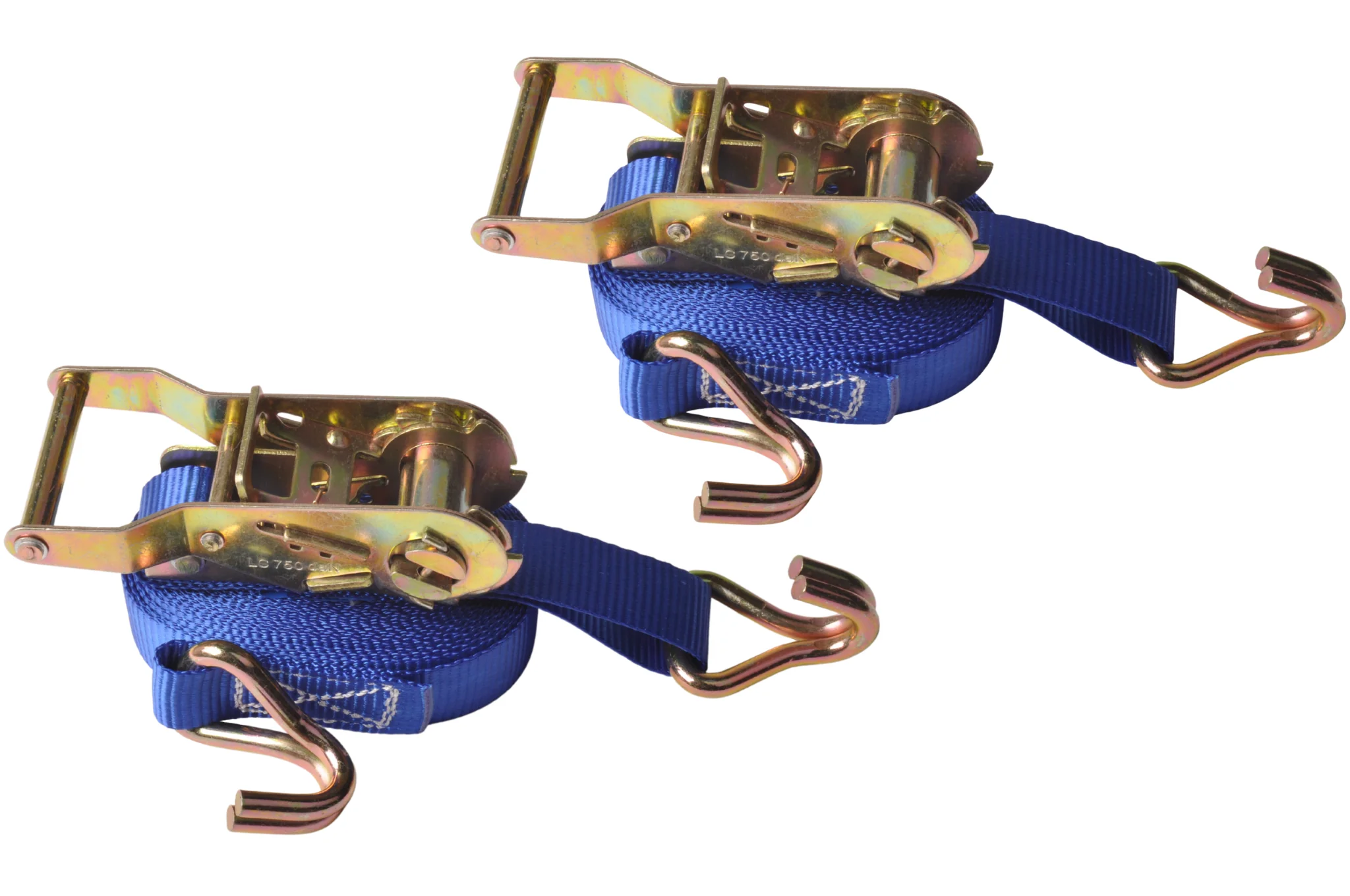 2 Stück Spanngurte - 500x2,5 cm - blau - Bruchlast 1500 kg