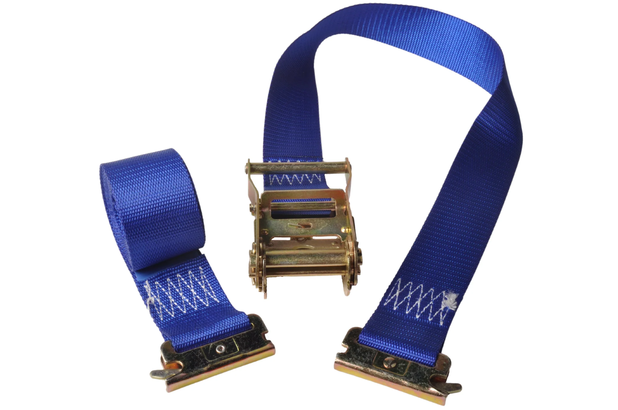 Spanngurt - 400x5 cm - blau - Brechlast 500 kg - 2-teilig - inkl. Ratsche und Sicherungsring