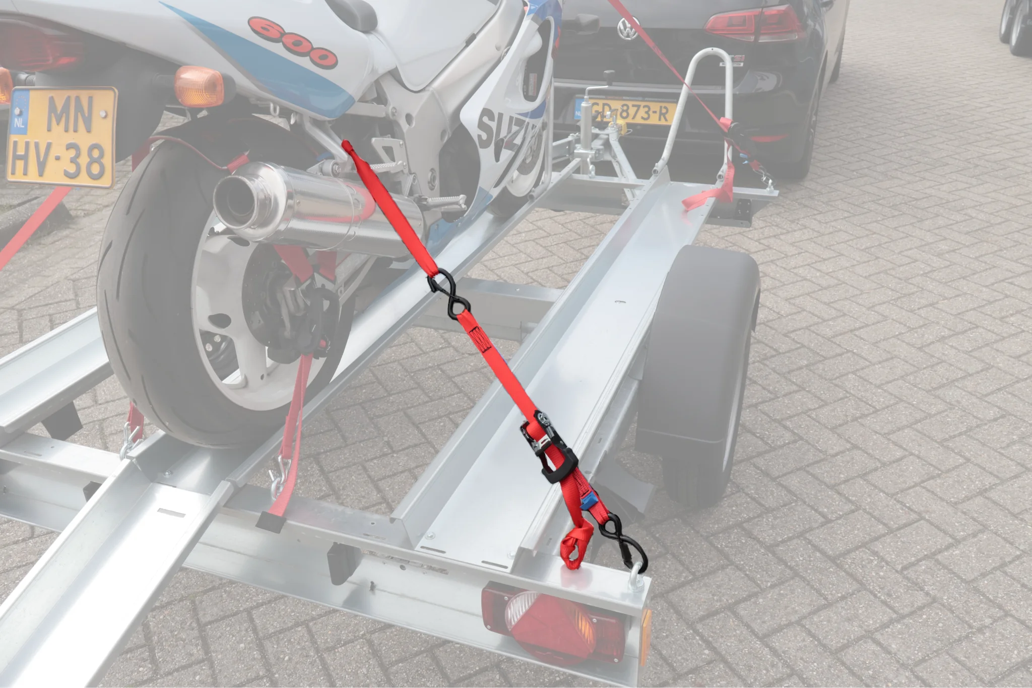 Universelle Spanngurte für Motorradtransport 180 cm – 350 kg - Image 2