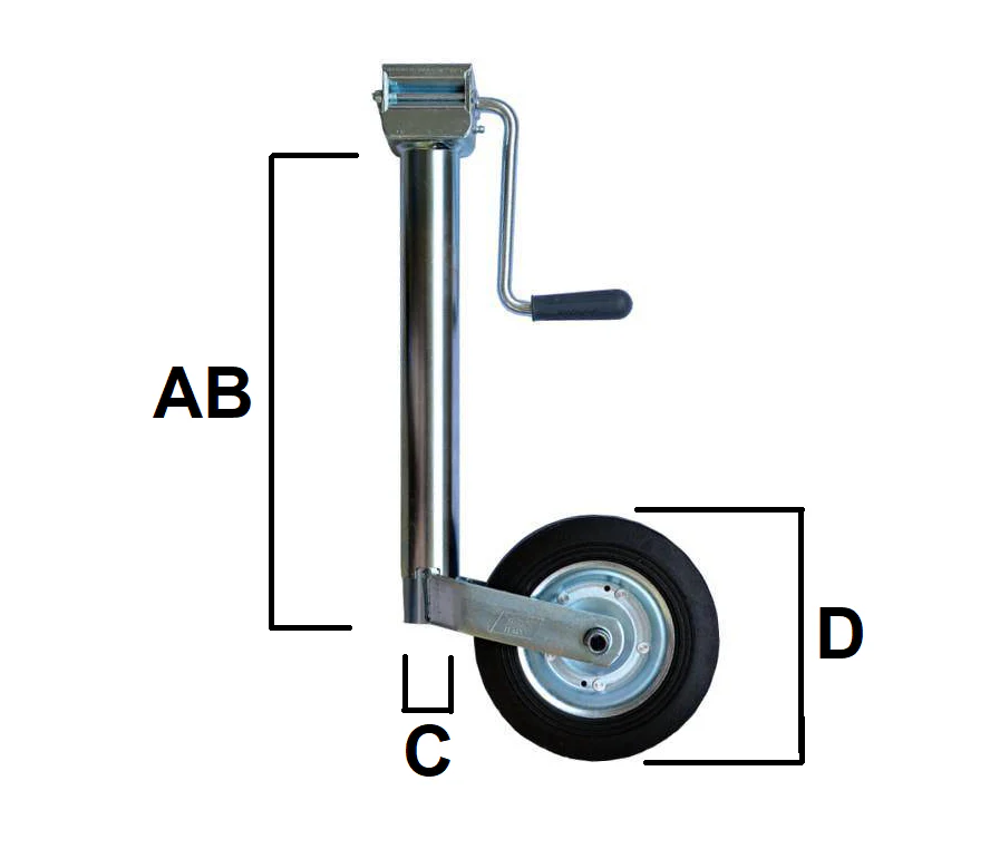 Premium-Stützrad - 48 mm - Tragfähigkeit: 150 kg - Seitenkurbel und Gummireifen auf Stahlfelge - Image 6