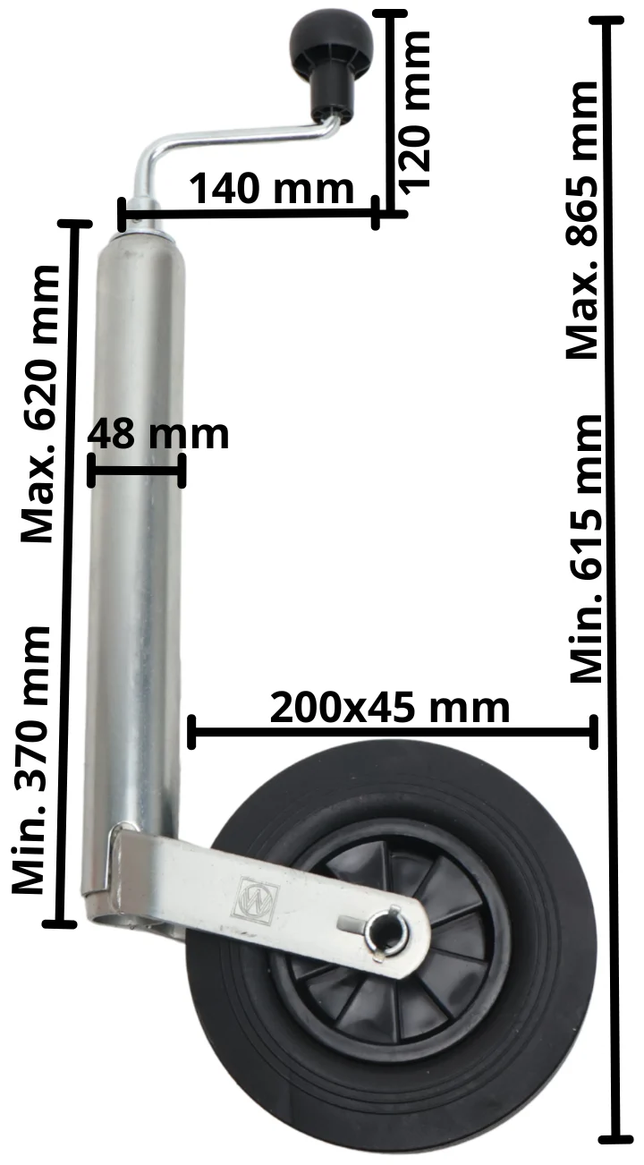 Stützrad - 48 mm rund - Tragfähigkeit: 150 kg - Kunststofffelge - eigener Import/Eigenmarke - Image 6