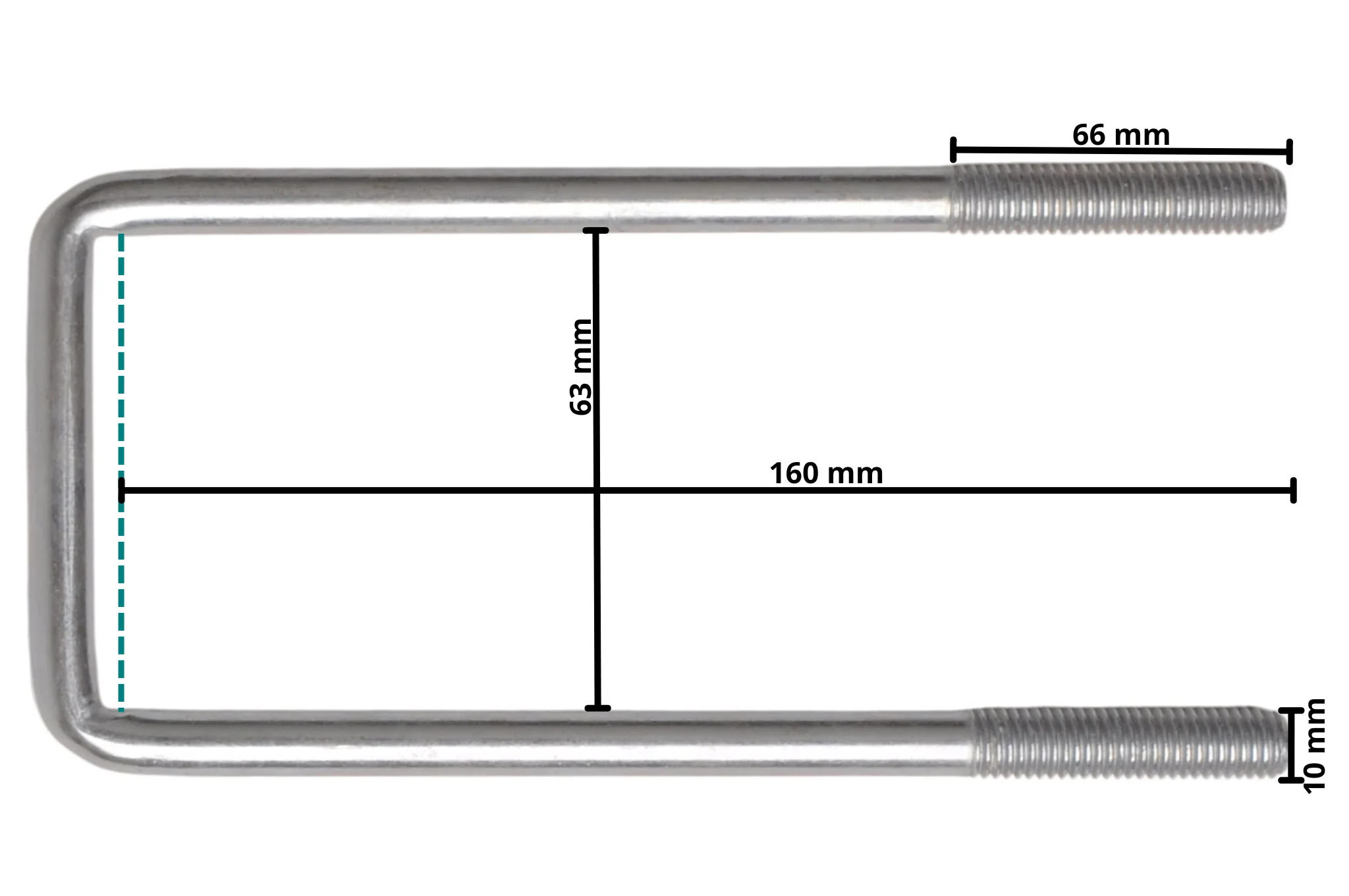 U-Bolzen / Zugöse M10 160x63 mm - Image 3