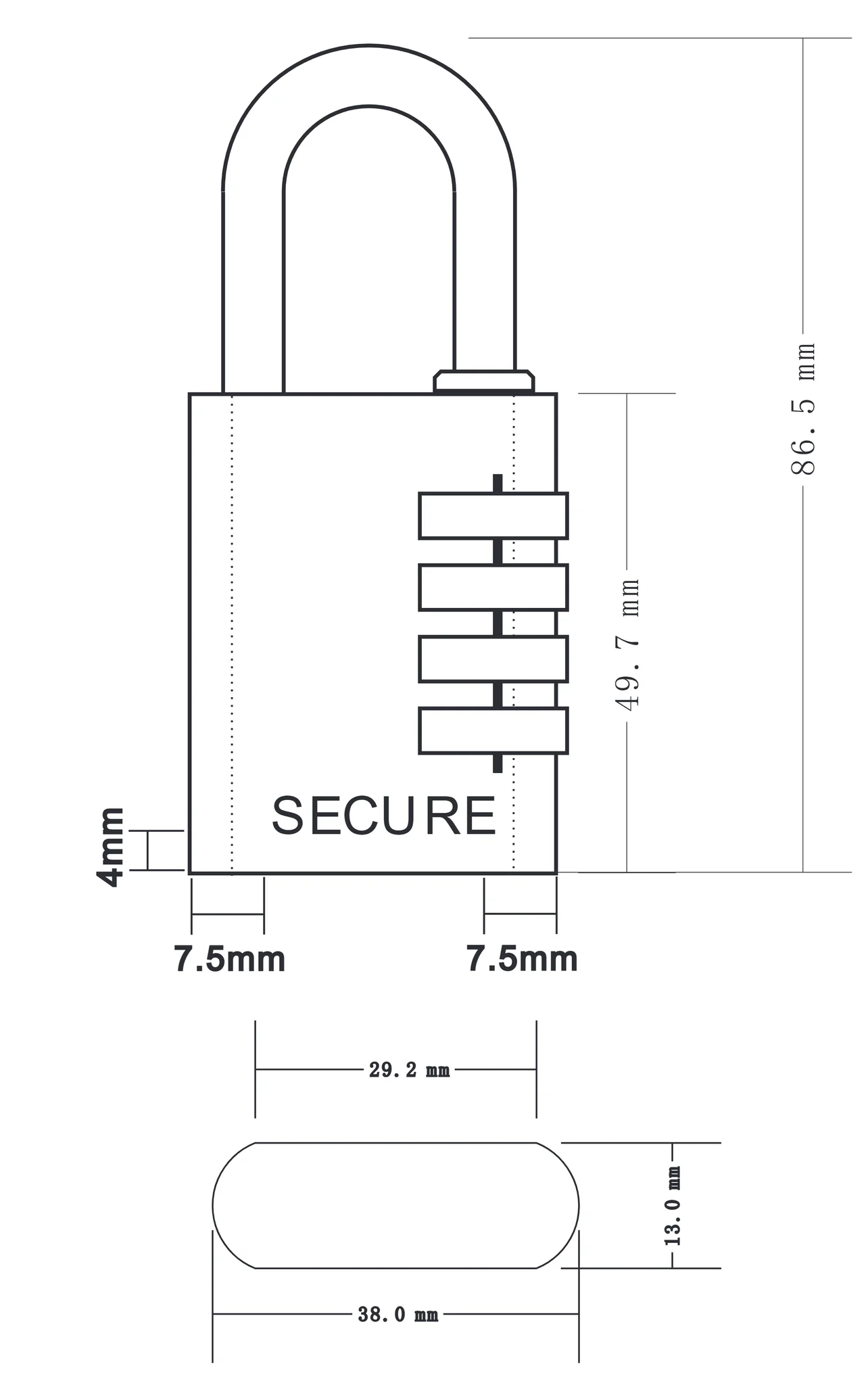 Vorhängeschloss mit numerischem Code - 4 Ziffern - Image 5