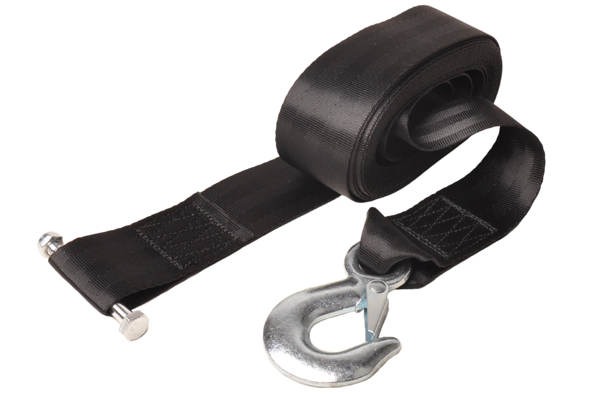 Seilband Bootsanhänger mit Sicherheits­haken – 5 cm x 6,1 Meter – 612 kg – Schwarz - inkl. Bolzen - Image 4