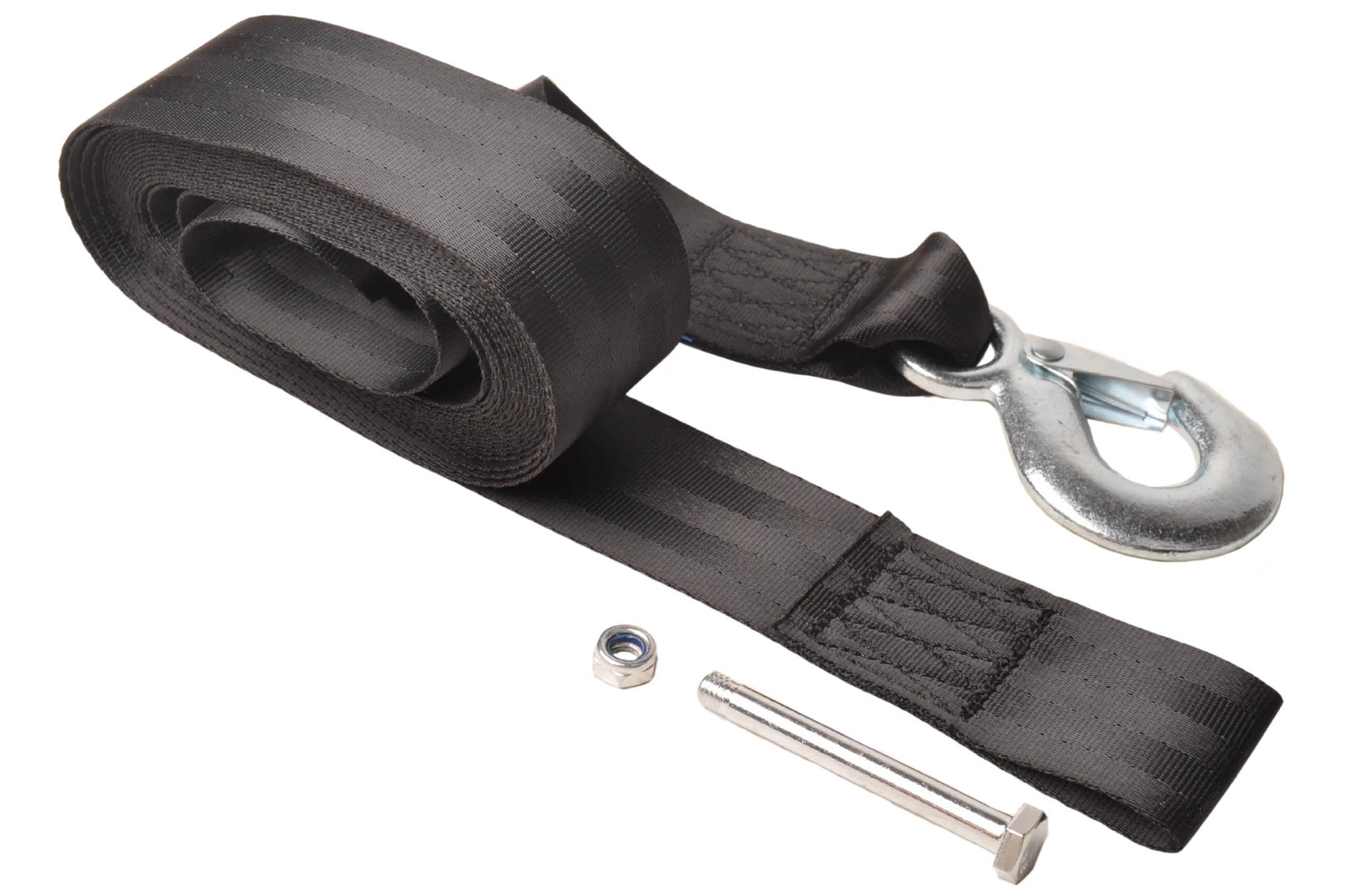 Seilband Bootsanhänger mit Sicherheits­haken – 5 cm x 6,1 Meter – 612 kg – Schwarz - inkl. Bolzen - Image 5