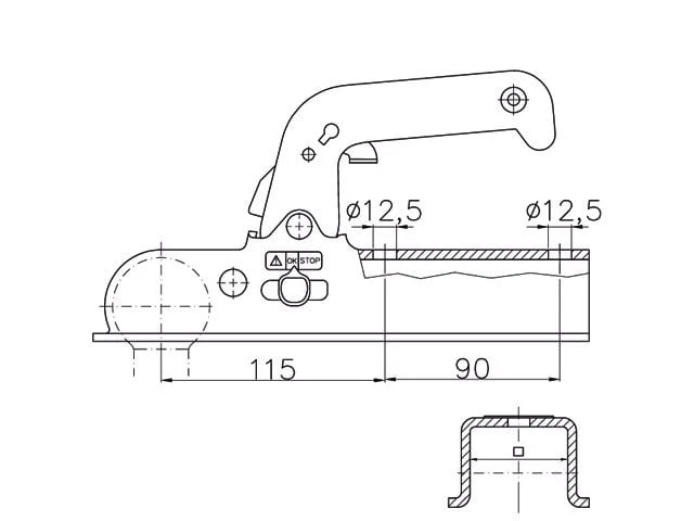 Winterhoff EM150-V-F - Rohr 60 mm - 1500 kg - ungebremste Kugelkupplung - Image 5