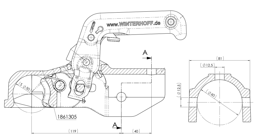Winterhoff/Albe EM350RC - rund 60 mm - 3500 kg - gebremste Kugelkupplung - Image 7