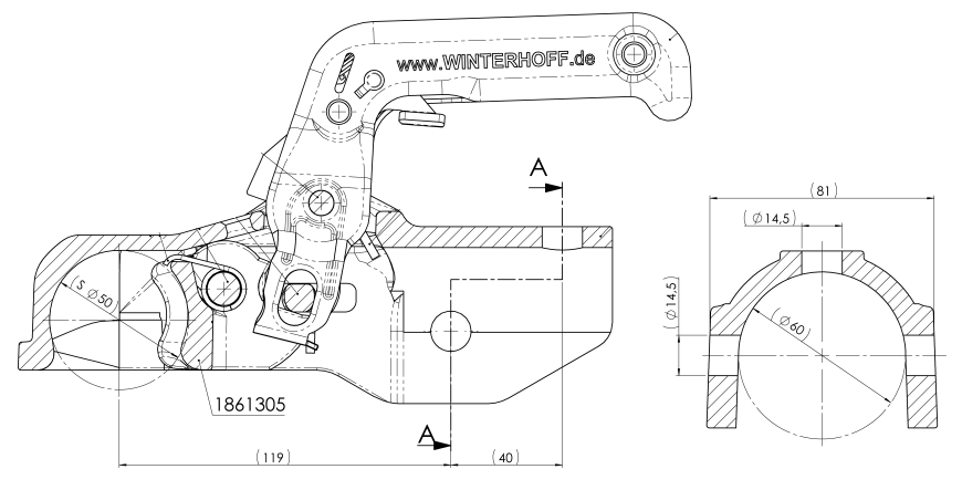 Winterhoff/Albe EM350RC - rund 60 mm - 3500 kg - gebremste Kugelkupplung - Image 7