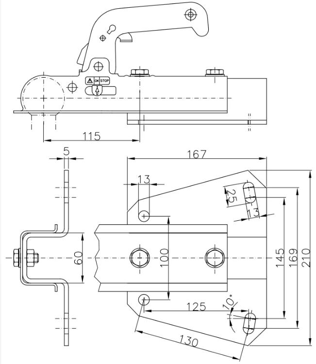 Winterhoff V-Deichsel - Rohr 50 mm - 800 kg - ungebremste Kugelkupplung - Image 5